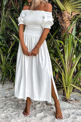 Robes jupes solides à épaules dénudées et à fentes